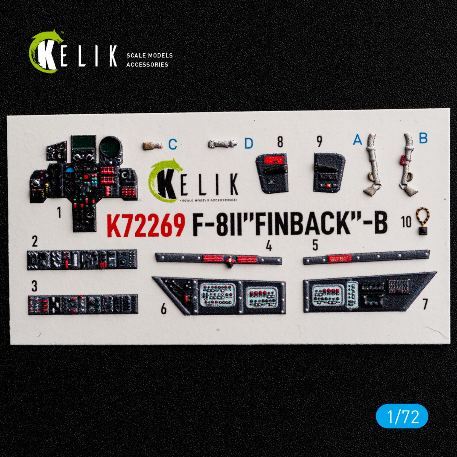 KELIK K72269 Shenyang F-8 II "Finback-B" - Interior 3D Decals (for Trumpeter Kits)