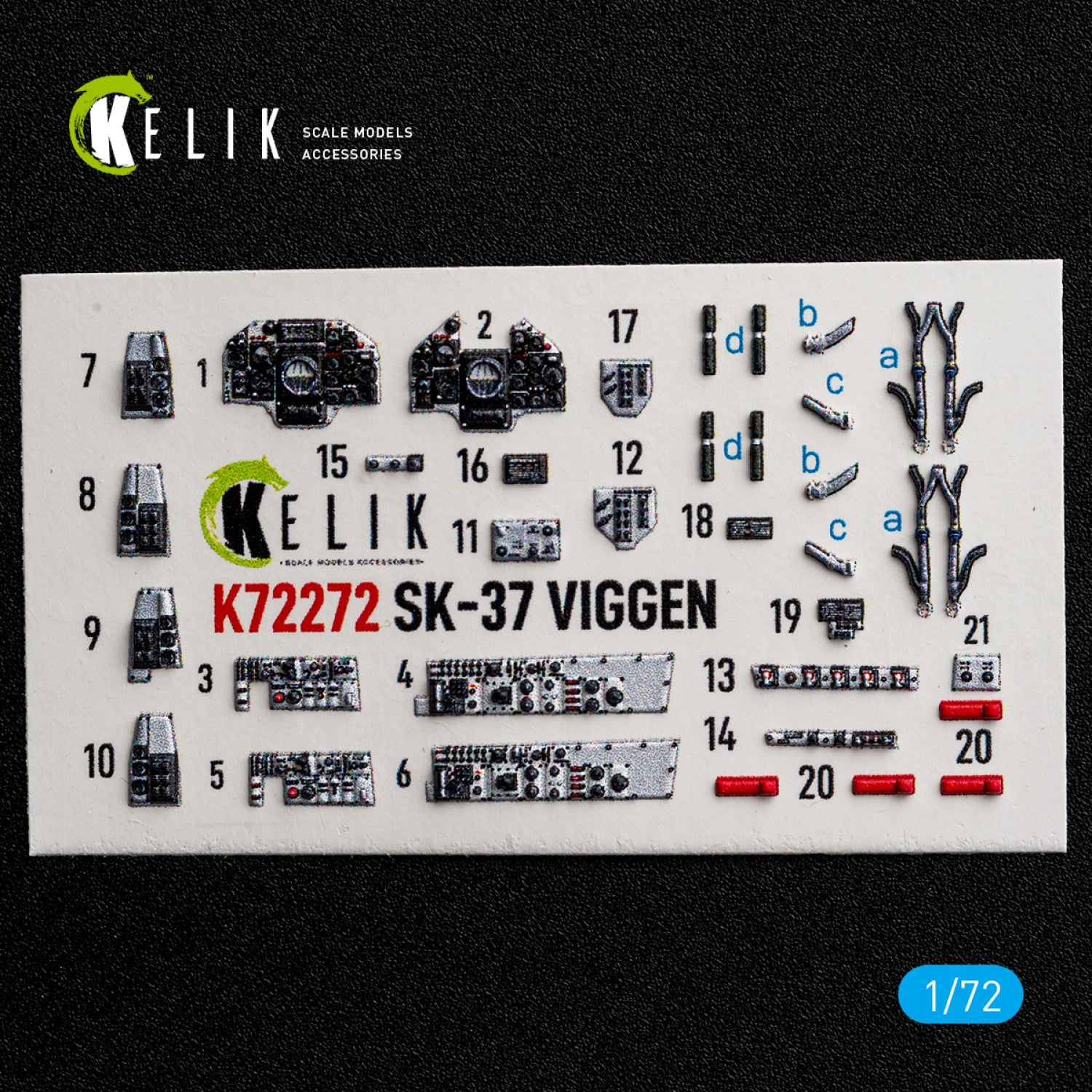 KELIK K72272 Saab SK-37 Viggen - Interior 3D Decals (for Special Hobby Kits) 1/72