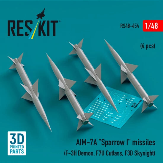 RESKIT RS48-0454 AIM-7A "Sparrow I" missiles (4 pcs) (3D Printed) 1/48