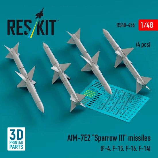 RESKIT RS48-0456 AIM-7E2 "Sparrow III" missiles (4 pcs) (3D Printed) 1/48