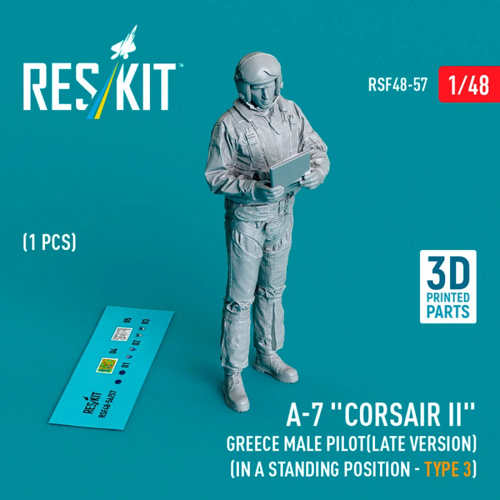 RESKIT RSF48-0057 A-7 "Corsair II" Greece male pilot (in a standing position - type 3) (1 pcs) (3D Printed) 1/48