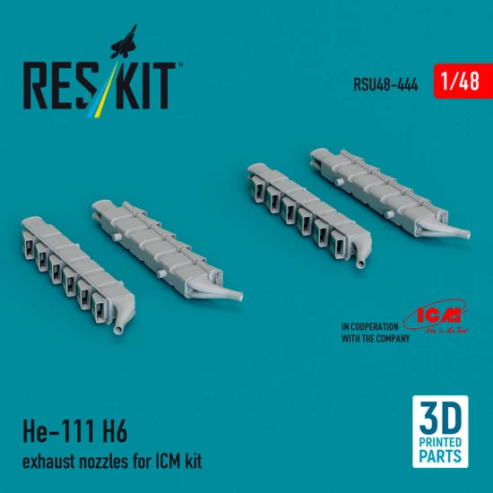 RESKIT RSU48-0444 He 111 H-6 exhaust nozzles for ICM kit (3D printed) 1/48