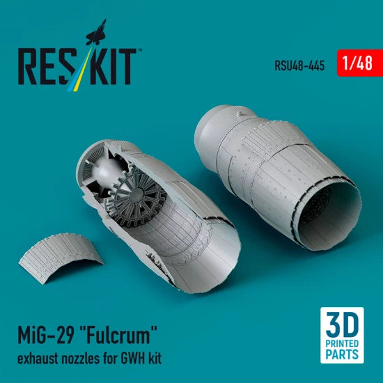 RESKIT RSU48-0445 MiG-29 "Fulcrum" exhaust nozzles for GWH kit (3D printed) 1/48