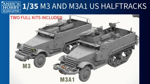 Andy&amp;#39;s Hobby Headquarters AHHQ35001 1/35 M3 &amp;amp; M3A1 U.S. WWII HALFTRACKS 1/35 – immagine 2