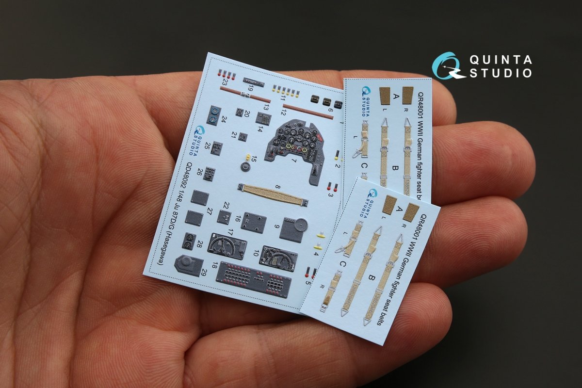 Quinta Studio QD48092 Ju 87D/G 3D-Printed &amp;amp; coloured Interior on decal paper (for Hasegawa kit) 1/48 – immagine 2