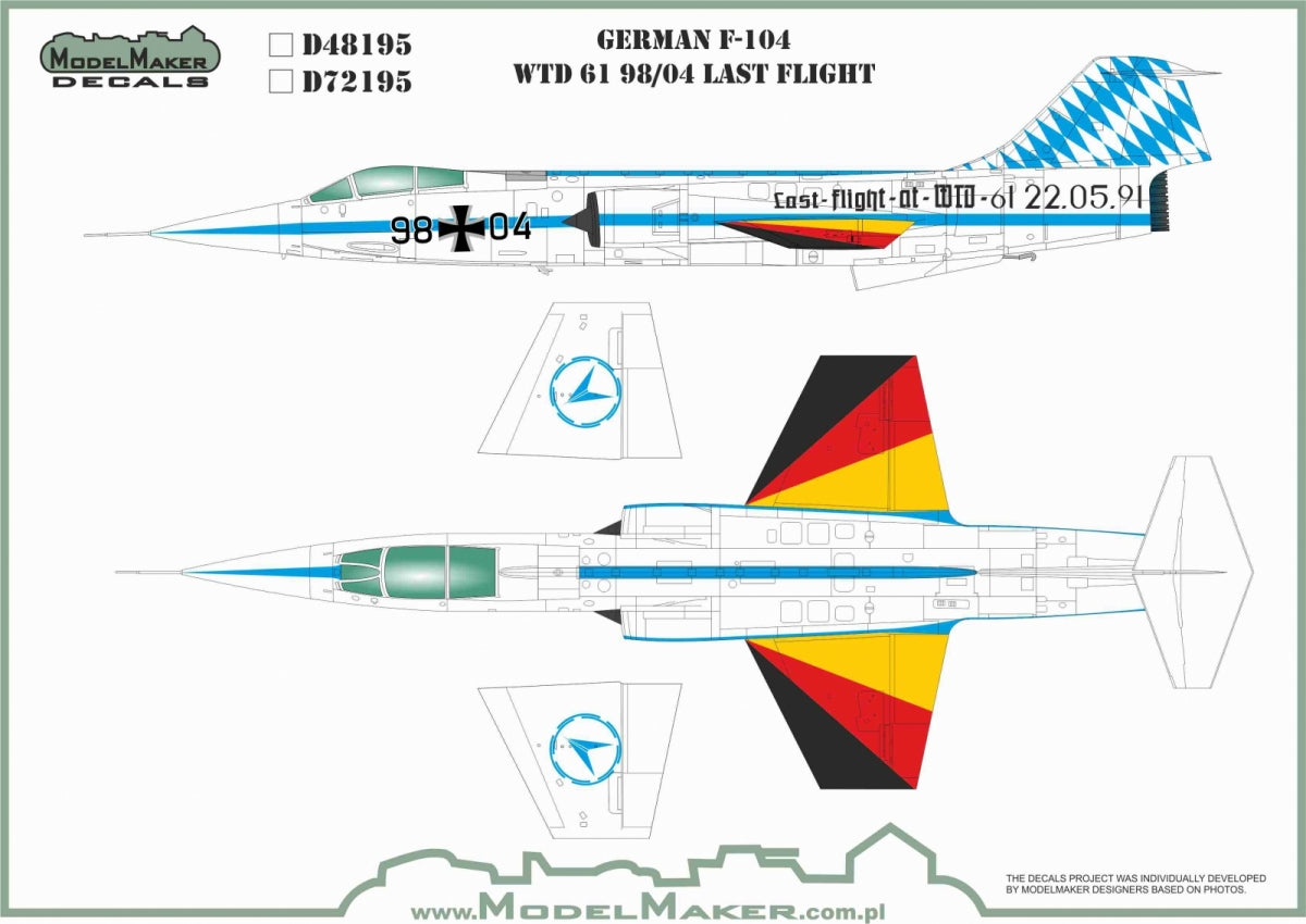 ModelMaker Decals D48195 German F-104 WTD 61 98/04 Last Flight 1/48