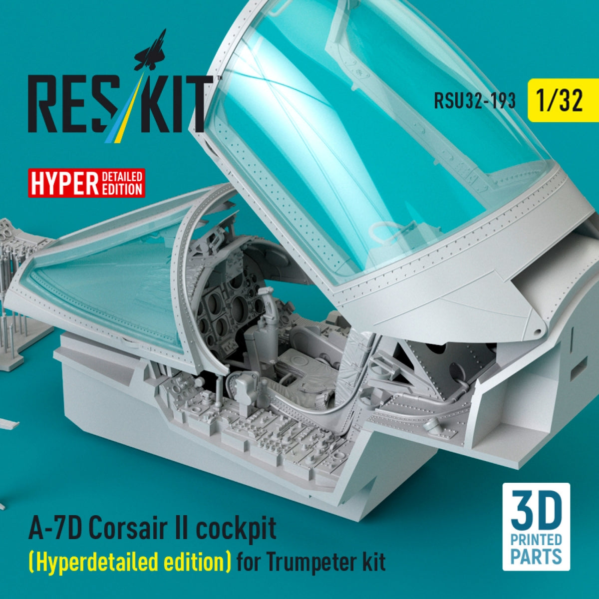 RESKIT RSU32-0193 A-7D Corsair II cockpit (Hyperdetailed edition) for Trumpeter kit (3D Printed) 1/32
