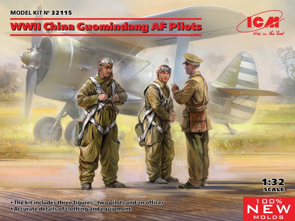 ICM 32115 Pilotes de l&amp;#39;armée de l&amp;#39;air Guomindang chinoise de la Seconde Guerre mondiale, échelle 1/32