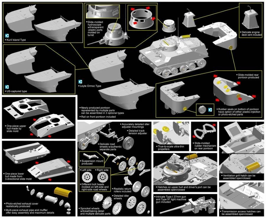 Dragon 6712 IJN Type 2 (Ka-Mi) Amphibious Tank 1/35 – imagen 4