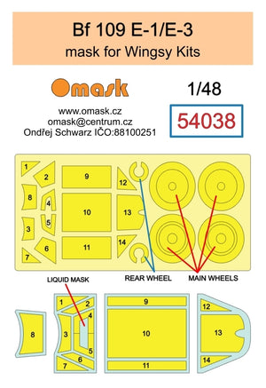 Masque Omask 54038 Bf 109 E-1 / E-3 (pour maquettes Wingsy) 1/48 – image 2
