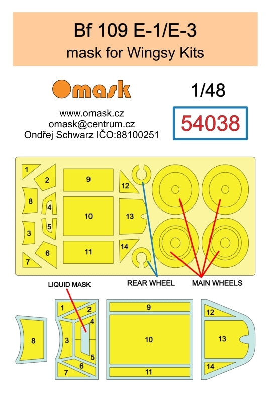 Masque Omask 54038 Bf 109 E-1 / E-3 (pour maquettes Wingsy) 1/48 – image 2