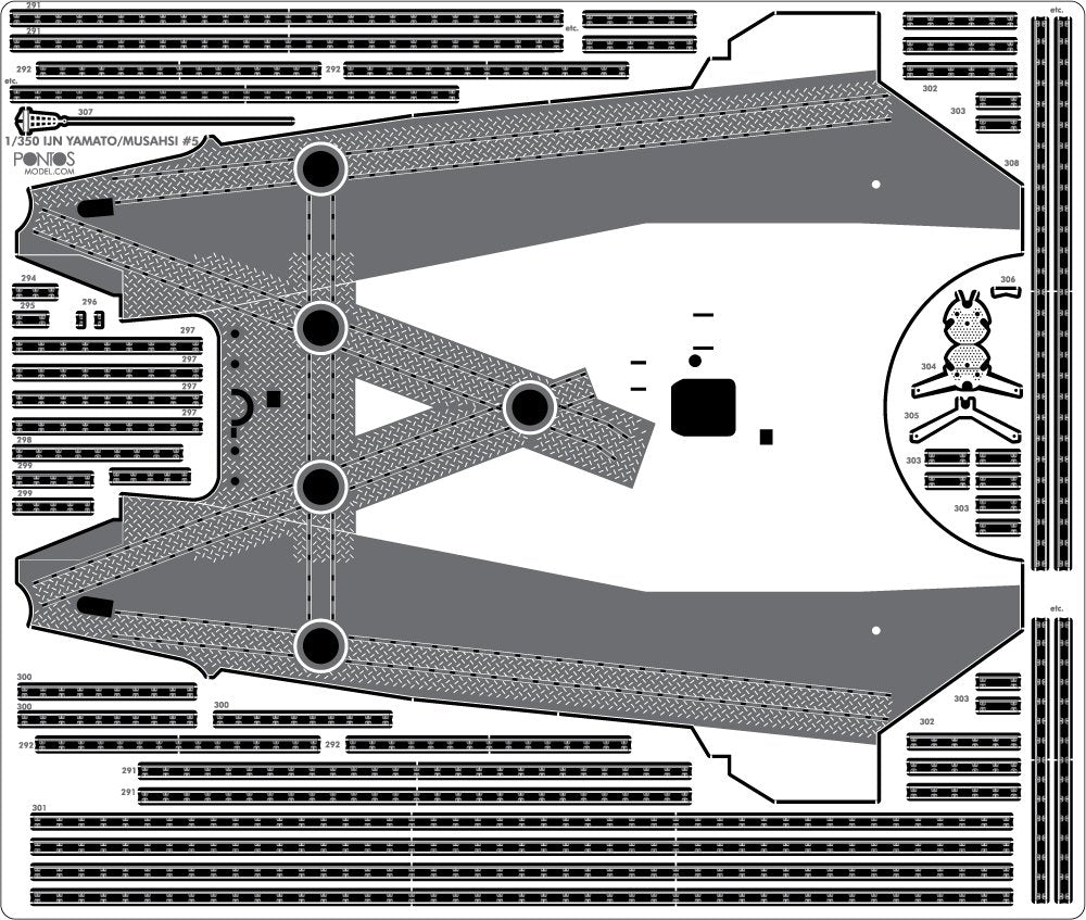Pontos 37025FN IJN Musashi 1944 Detail up set Advanced Hinoki Tone Deck 1/350 – immagine 14