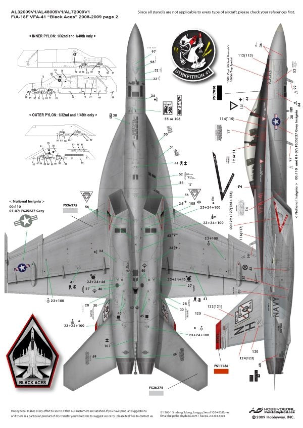HobbyDecal AL48009V1 F/A-18F Black Aces 2008-2009 1/48 – image 3