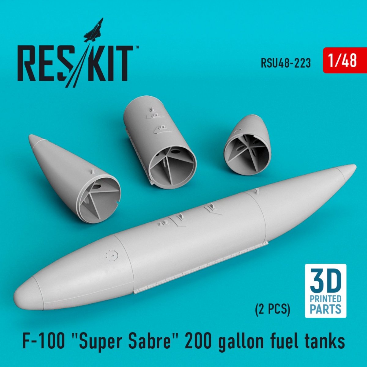 RESKIT RSU48-0223 F-100 "SUPER SABRE" 200 GALLON FUEL TANKS (3D PRINTING) 1/48