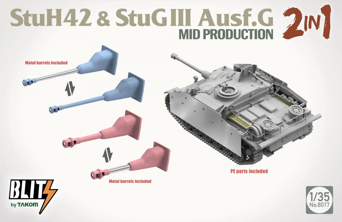 Takom 8017 StuH 42 StuG III Ausf. G Mid Production 2 in 1 1/35 – immagine 3