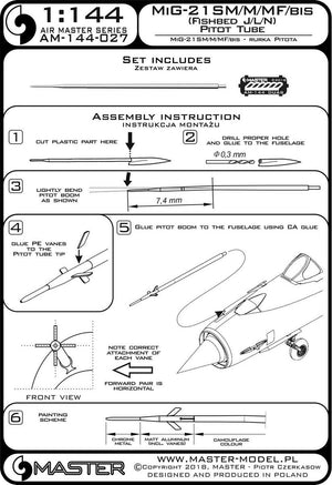 Master AM-144-027 MiG-21 SM/M/MF/bis (Fishbed) - Tube Pitot 1/144 – image 3