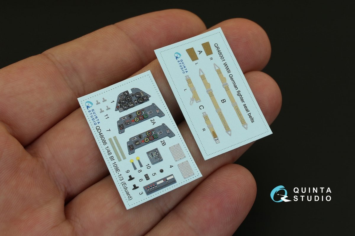 Quinta Studio QD48086 Bf 109E-1/E-3 3D-Printed &amp;amp; coloured Interior on decal paper (for Eduard kit) 1/48 – imagen 2