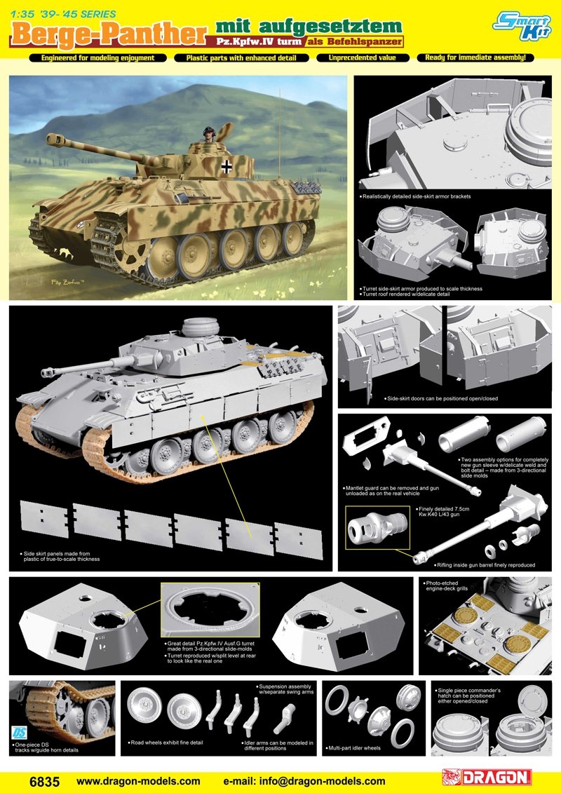 Dragon 6835 Bergepanther mit Aufgesetztem Pz.Kpfw.IV Turm Als Befeh 1/35 – immagine 5