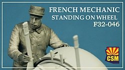 Copper State Models F32-046 French mechanic on a wheel 1/32