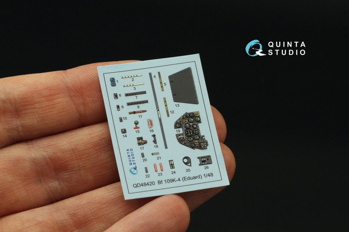 Quinta Studio QD48420 Bf 109K-4 3D-Printed &amp;amp; coloured Interior on decal paper (Eduard) 1/48 – Bild 3