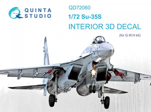 Quinta Studio QD72060 Su-35S 3D-Printed &amp;amp; coloured Interior on decal paper (GWH) 1/72