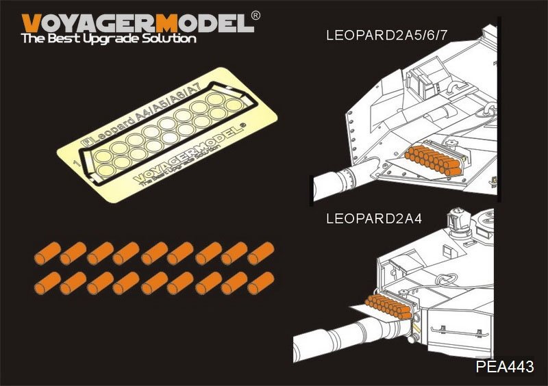 Modèle Voyager PEA443 Dispositif d&amp;#39;entraînement à l&amp;#39;efficacité du canon principal simulé du char allemand moderne Leopard 2A4/A5/A6/A7 (GP) à l&amp;#39;échelle 1/35