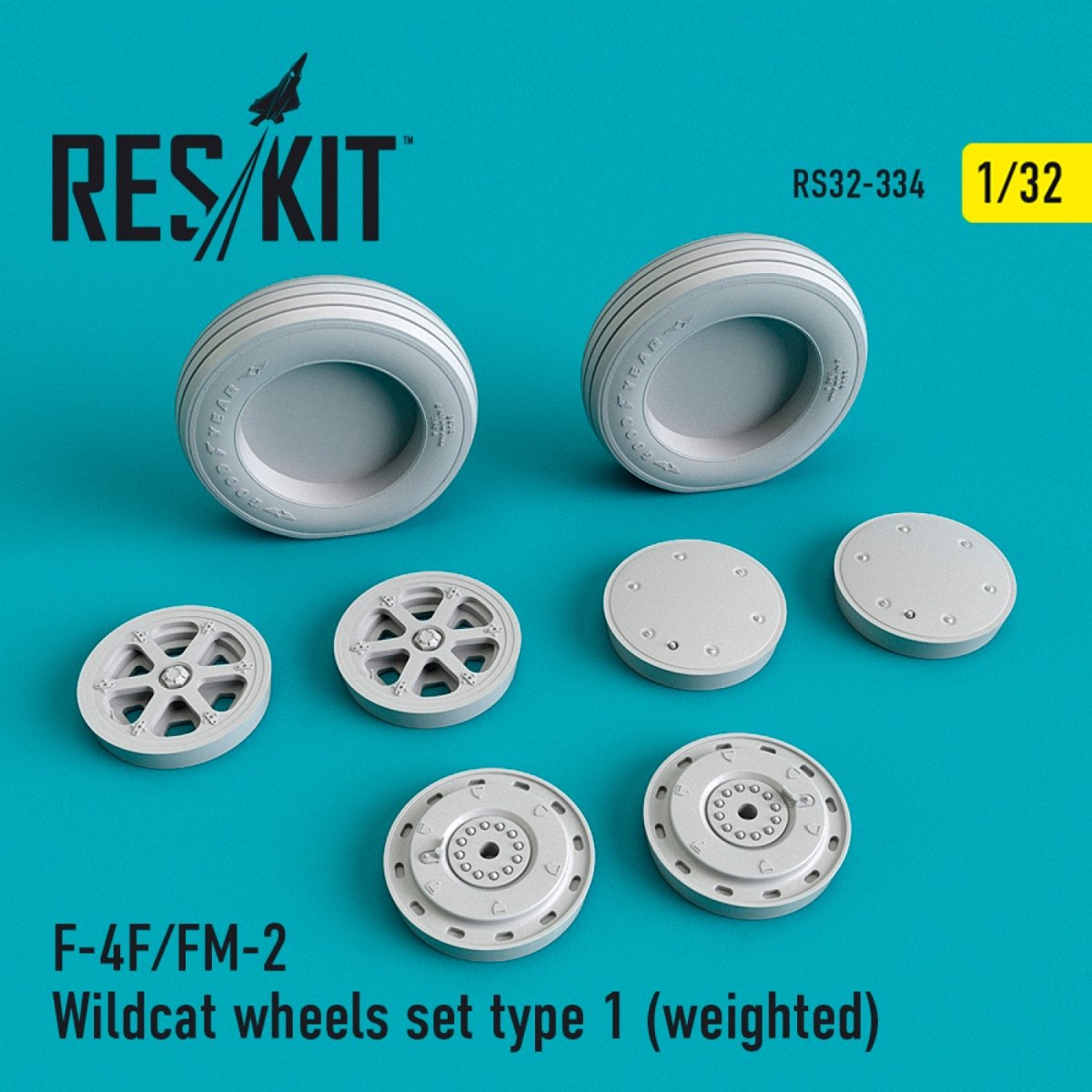 RESKIT RS32-0334 F4F/FM-2 &amp;quot;WILDCAT&amp;quot; WHEELS SET TYPE 1 (WEIGHTED) 1/32