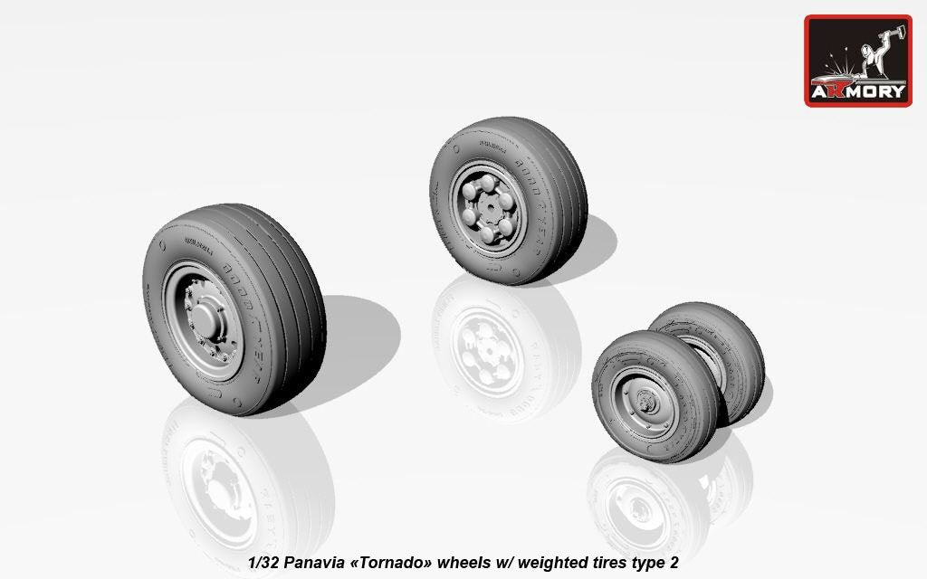 Armory Models AW32501b Panavia Tornado wheels, w/ tyres type “b” (GY) 1/32 – immagine 4