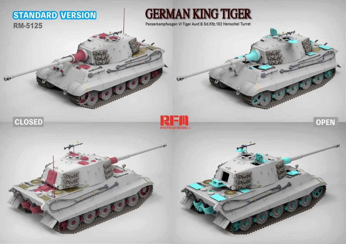 Rye Field modèle 5125 German King Tiger Ausf.B Sd.Kfz.182 Tourelle Henschel 1/35 – image 2