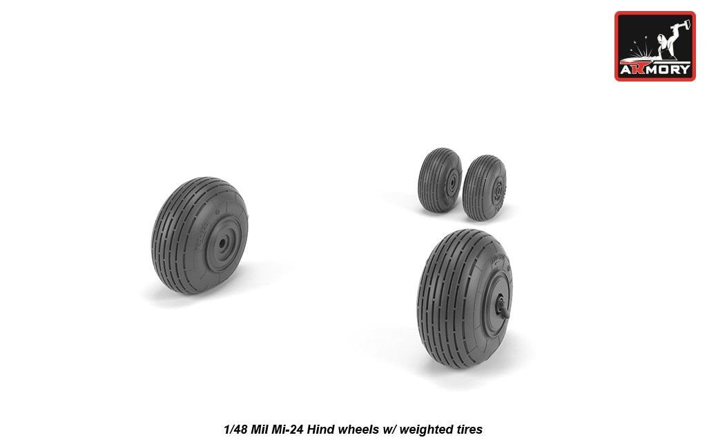 Armory Models AW48031 Mil Mi-24 Hind wheels w/ weighted tires 1/48 – Bild 4