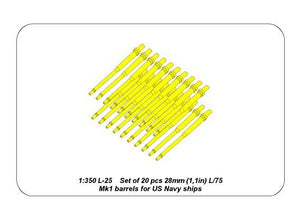 Aber 350L-25 Ensemble de 20 canons de 28 mm (1,1 pouce) L/75Mk.1 pour navires de l&amp;#39;US Navy (1/350) – image 6