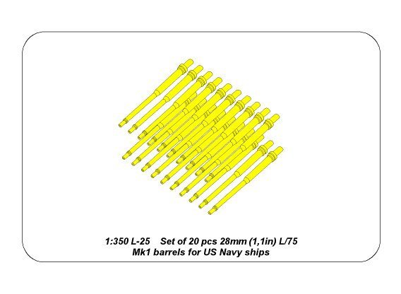 Aber 350L-25 Ensemble de 20 canons de 28 mm (1,1 pouce) L/75Mk.1 pour navires de l&amp;#39;US Navy (1/350) – image 6