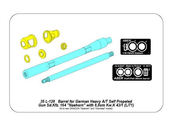 Aber 35L-128 Barrel for German A/T Self Propeled Gun Nashorn with 8,8cm Pak 43/1 L/71 1/35 – Bild 9