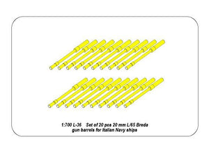 Aber 1/700L-037 Set of 20 pcs 20 mm L/65 Breda gun barrels for Italian Navy ships 1/700 – Bild 2