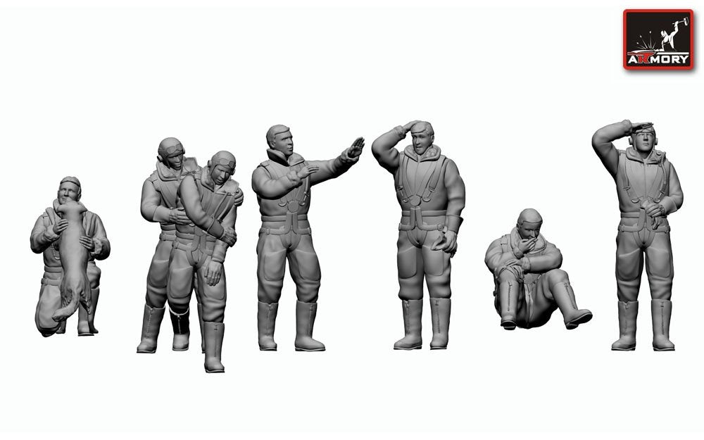 Armory Models F7224 RAF WWII heavy bomber crew in high altitude outfit, full set 1/72 – immagine 3