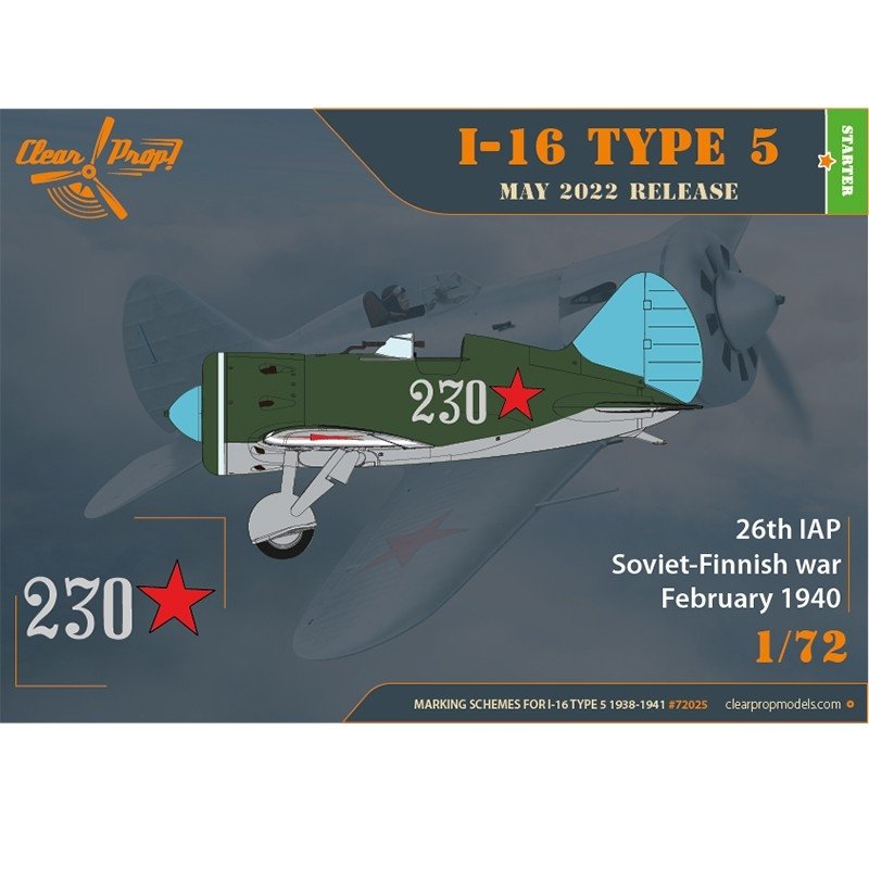Clear Prop! CP72025 I-16 Type 5 (1938-1941) STARTER KIT 1/72 – immagine 10