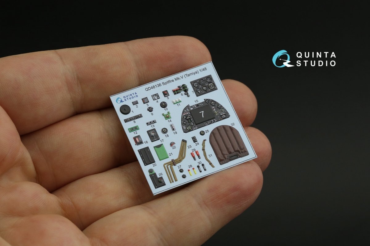Quinta Studio QD48136 Spitfire Mk.V 3D-Printed &amp;amp; coloured Interior on decal paper (Tamiya) 1/48 – zdjęcie 3