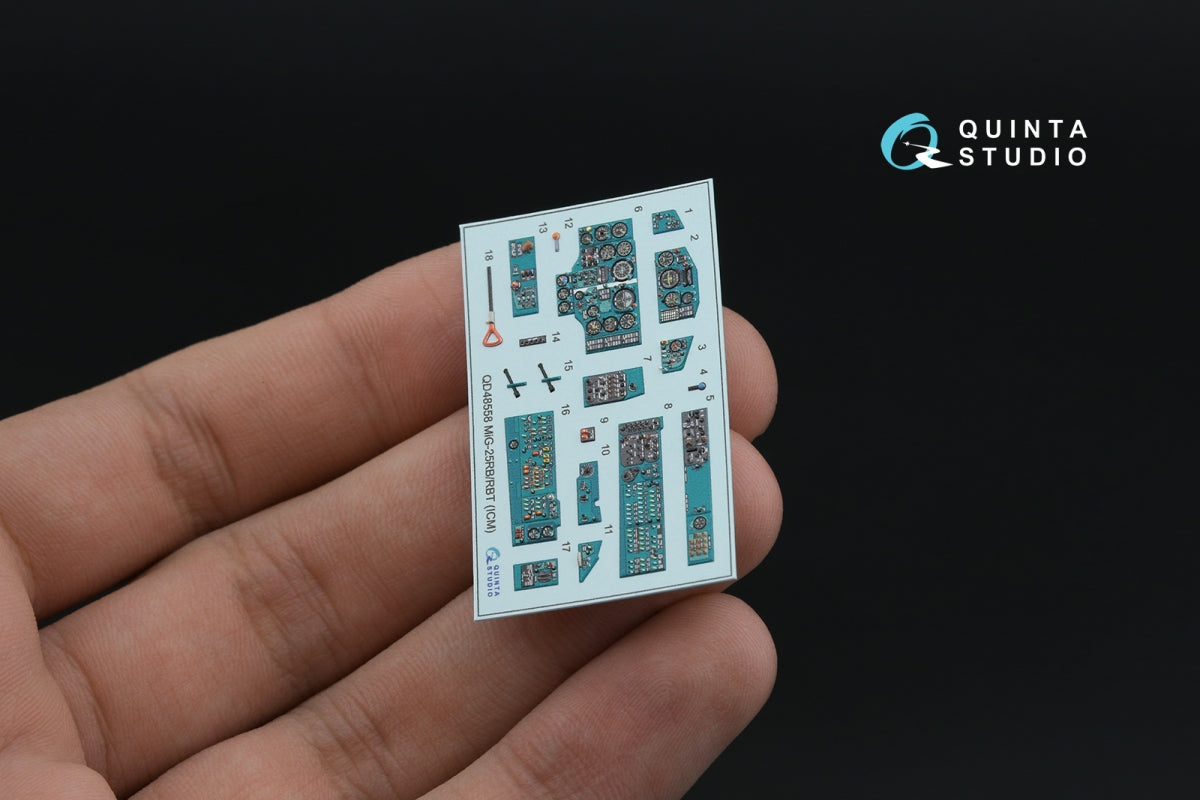 Quinta Studio QD+48558 MiG-25RB/MiG-25RBT 3D-Printed &amp;amp; coloured Interior on decal paper (ICM) (with 3D-printed resin parts) 1/48 – immagine 4
