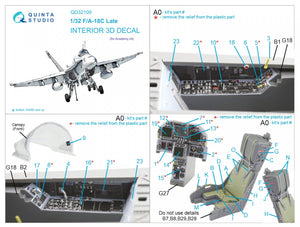 Quinta Studio QD32109 F/A-18C Late 3D-Printed &amp;amp; coloured Interior on decal paper (Academy) 1/32 – Bild 12