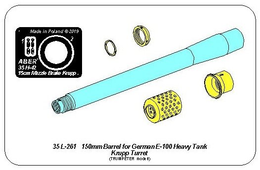 Aber 35L-261 Lufa 150mm z hamulcem do niemieckiego czołgu E-100 z wieżą Krupp 1/35 – zdjęcie 3