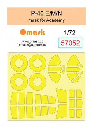 Omask 57052 P-40 E/M/N mask (for Academy) clear parts yellow masking tape 1/72