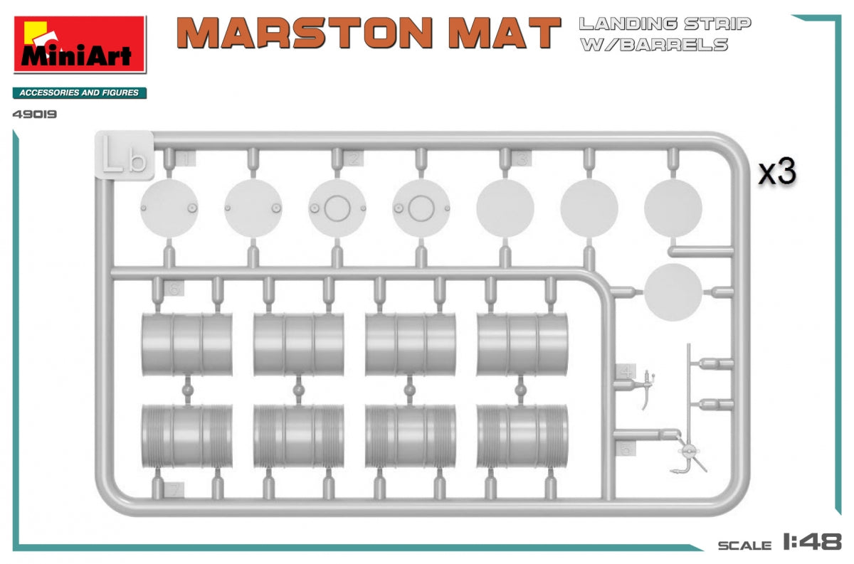 MiniArt 49019 PISTE D&amp;#39;ATTERRISSAGE MARSTON MAT avec BARILS 1/48 – image 3