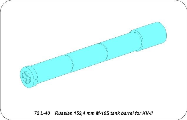 Aber 72L-40 Lufa 152,4 mm M-10S do czołgu KW-II / Russian 152,4 mm M-10S tank barrel for KV-II 1/72 – immagine 7
