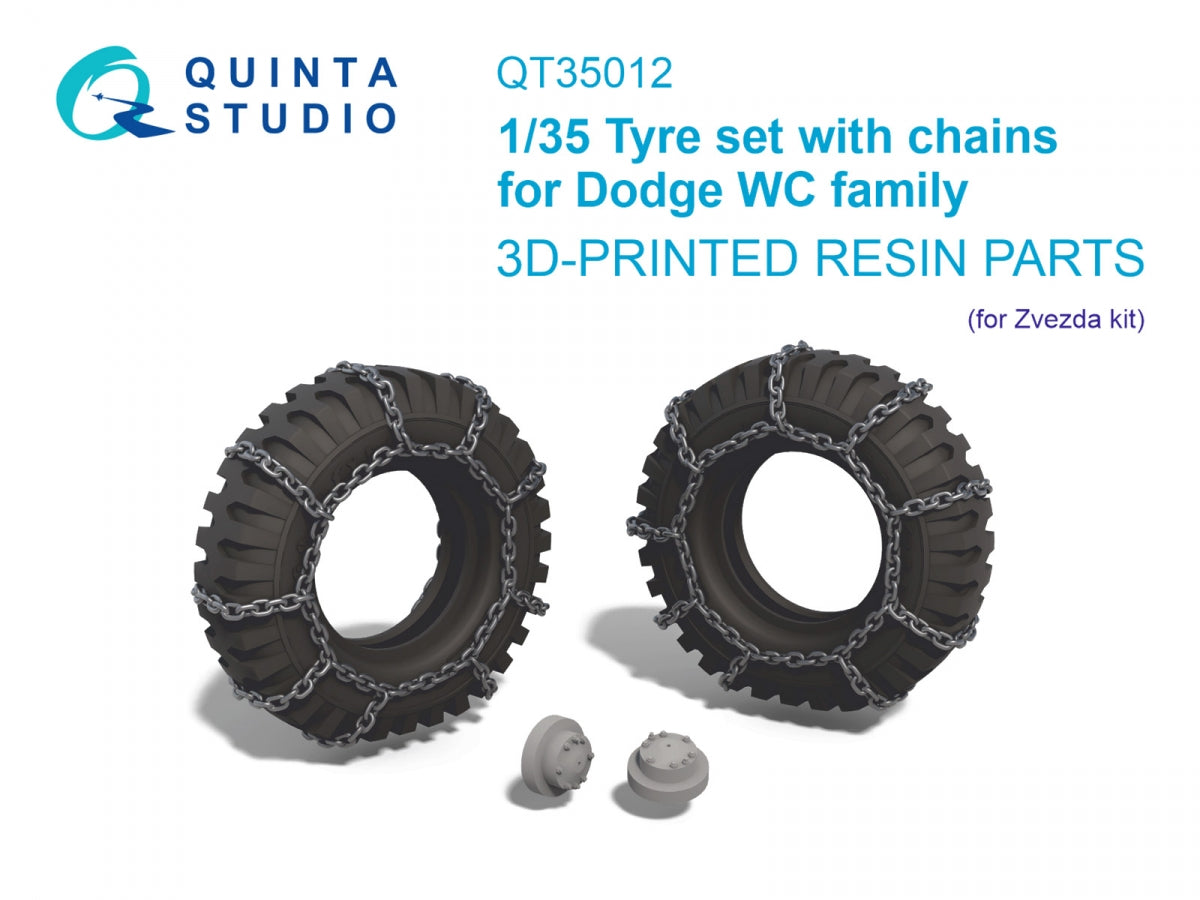 Quinta Studio QT35012 Coffret de pneus Dodge WC Family avec chaînes (Zvezda) 1/35