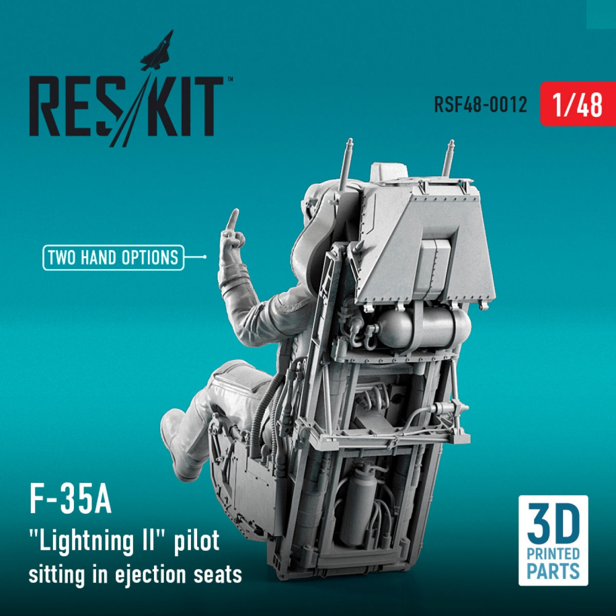RESKIT RSF48-0012 F-35A &amp;quot;LIGHTNING II&amp;quot; PILOT SITTING IN LATE MODIFICATION EJECTION SEATS (TYPE 1) (3D PRINTED) 1/48 – immagine 3