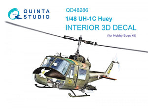 Intérieur imprimé en 3D et coloré sur papier décalcomanie Quinta Studio QD48286 UH-1C (HobbyBoss) 1/48