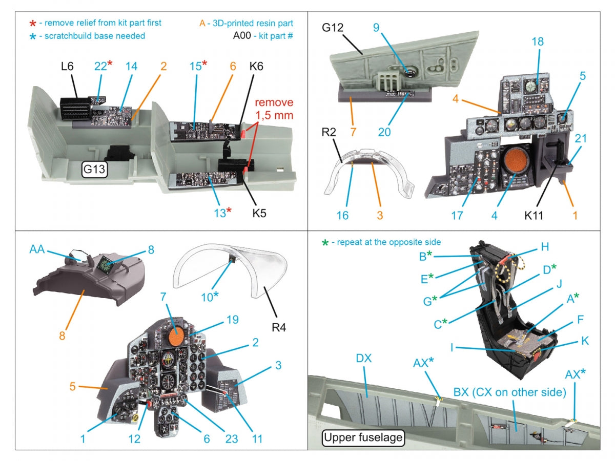 Quinta Studio QD+48489 F-4J Phantom II 3D-Printed &amp;amp; coloured Interior on decal paper (Academy) (with 3D-printed resin parts) 1/48 – immagine 3