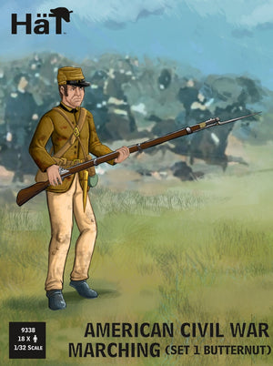 Hat 9338 Confederate Infantry in "Butternut Uniforms" Marching Set 1 - 18 figures (American Civil War 1861-1865) 1/32