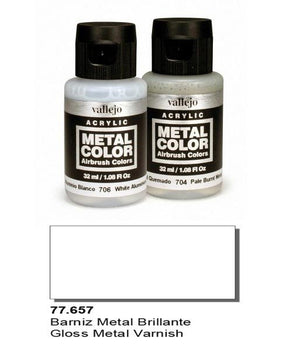 Vernis métal brillant Vallejo 77657, couleur métal, 32 ml