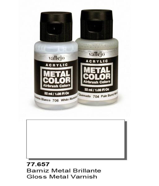 Vernis métal brillant Vallejo 77657, couleur métal, 32 ml